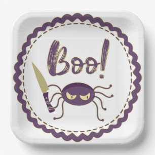 Boo lustige Halloween-Spielmesser-Hand Pappteller