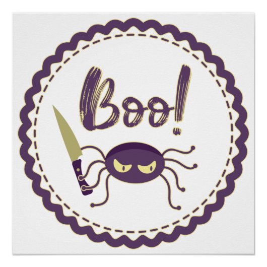 Boo lustige Halloween-Spielmesser-Hand Poster (Vorderseite)