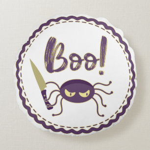 Boo lustige Halloween-Spielmesser-Hand Rundes Kissen