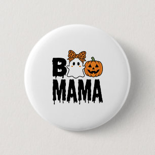 Boo Mama Halloween-Geist-Kürbis-Bogen-Design Button