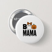Boo Mama Halloween-Geist-Kürbis-Bogen-Design Button (Vorne & Hinten)
