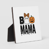 Boo Mama Halloween-Geist-Kürbis-Bogen-Design Fotoplatte (Vorderseite)