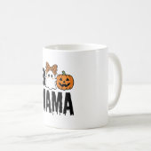 Boo Mama Halloween-Geist-Kürbis-Bogen-Design Kaffeetasse (VorderseiteRechts)