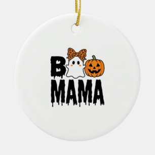 Boo Mama Halloween-Geist-Kürbis-Bogen-Design Keramik Ornament