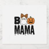 Boo Mama Halloween-Geist-Kürbis-Bogen-Design Schaumweinetikett (Einzelnes Label)