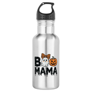 Boo Mama Halloween-Geist-Kürbis-Mama-Shirt-Design_ Edelstahlflasche