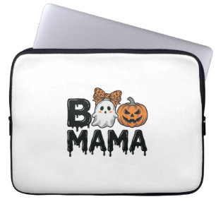 Boo Mama Halloween-Geist-Kürbis-Mama-Shirt-Design_ Laptopschutzhülle