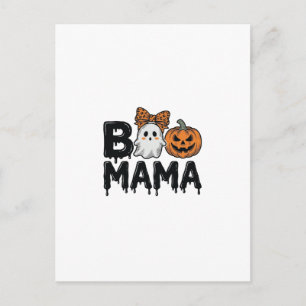 Boo Mama Halloween-Geist-Kürbis-Mama-Shirt-Design_ Postkarte