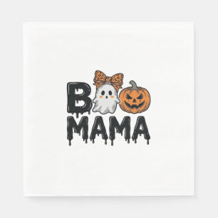 Boo Mama Halloween-Geist-Kürbis-Mama-Shirt-Design_ Serviette