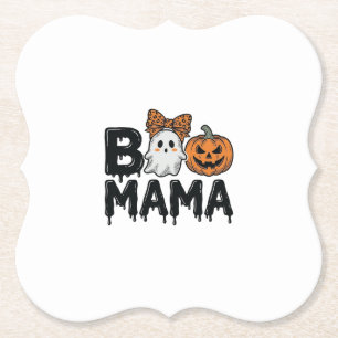 Boo Mama Halloween-Geist-Kürbis-Mama-Shirt-Design_ Untersetzer