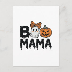 Boo Mama Halloween-Geist-Kürbis-Mutter-Shirt-Desig Postkarte