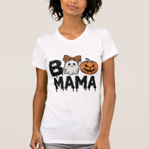 Boo Mama Halloween-Geist-Kürbis-Mutter-Shirt-Desig T-Shirt