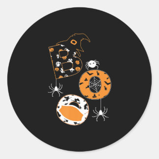 Boo Mask Spider Hexenkürbis Muster Runder Aufkleber