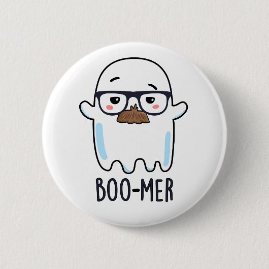 Boo-mer Funny Funny Middle Aged Ghost Pun Button (Vorderseite)