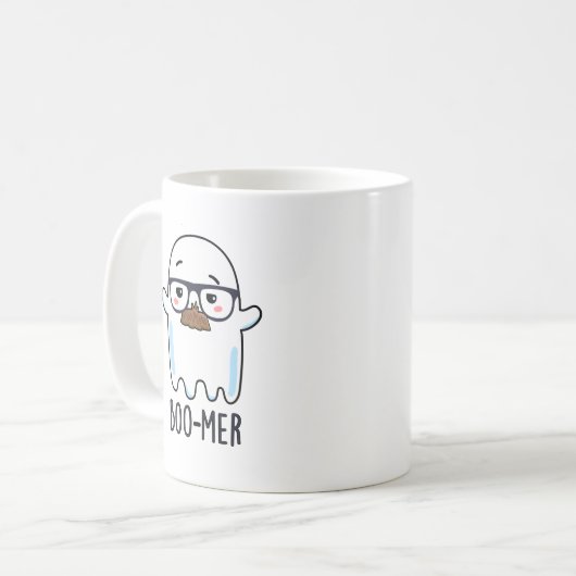 Boo-mer Funny Funny Middle Aged Ghost Pun Kaffeetasse (Vorderseite Links)