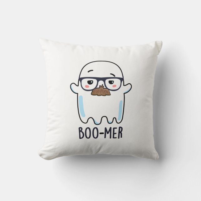 Boo-mer Funny Funny Middle Aged Ghost Pun Kissen (Vorderseite)