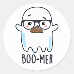 Boo-mer Funny Funny Middle Aged Ghost Pun Runder Aufkleber