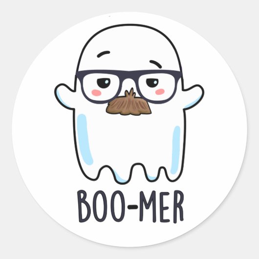 Boo-mer Funny Funny Middle Aged Ghost Pun Runder Aufkleber (Vorderseite)