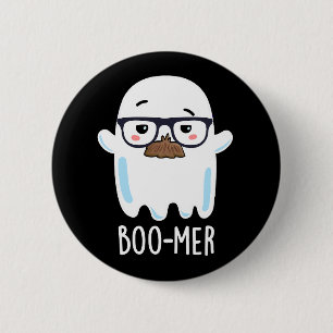Boo mer Funny Middle Aged Ghost Pun Dark BG Button