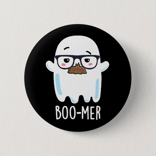 Boo mer Funny Middle Aged Ghost Pun Dark BG Button (Vorderseite)