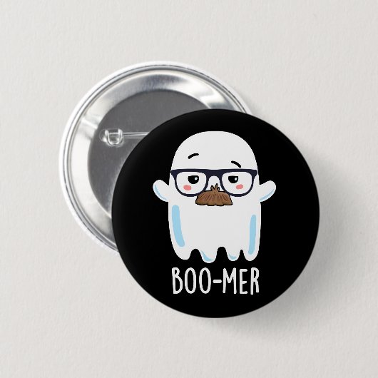 Boo mer Funny Middle Aged Ghost Pun Dark BG Button (Vorne & Hinten)