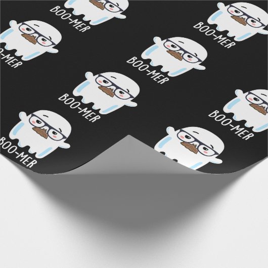 Boo mer Funny Middle Aged Ghost Pun Dark BG Geschenkpapier (Ecke)