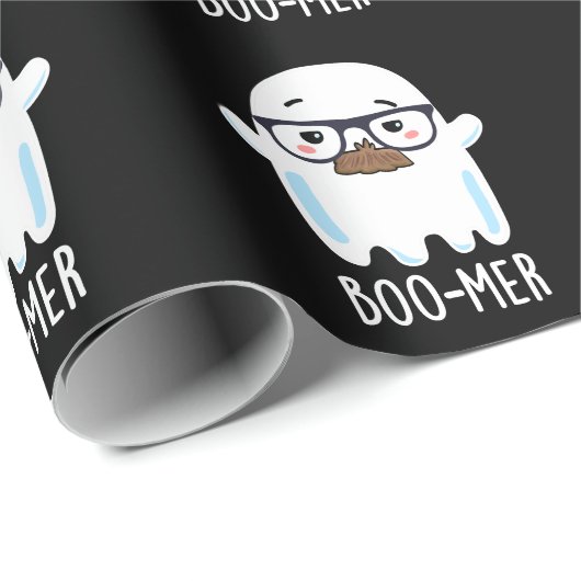 Boo mer Funny Middle Aged Ghost Pun Dark BG Geschenkpapier (Rolleneckpunkt)