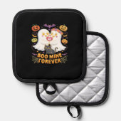 Boo Mine Forever Cute Ghosts Black Cat Love Hallow Topflappen (Vorderseite/Rückseite)