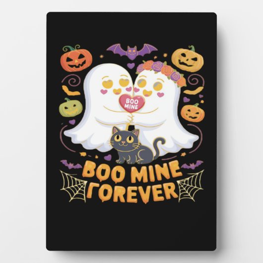 Boo Mine Forever Niedlich Ghosts Black Cat Liebe H Fotoplatte (Vorderseite)