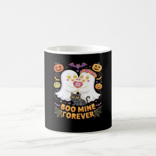 Boo Mine Forever Niedlich Ghosts Black Cat Liebe H Kaffeetasse (Mittel)