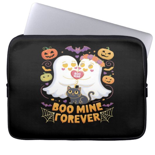 Boo Mine Forever Niedlich Ghosts Black Cat Liebe H Laptopschutzhülle (Vorderseite)