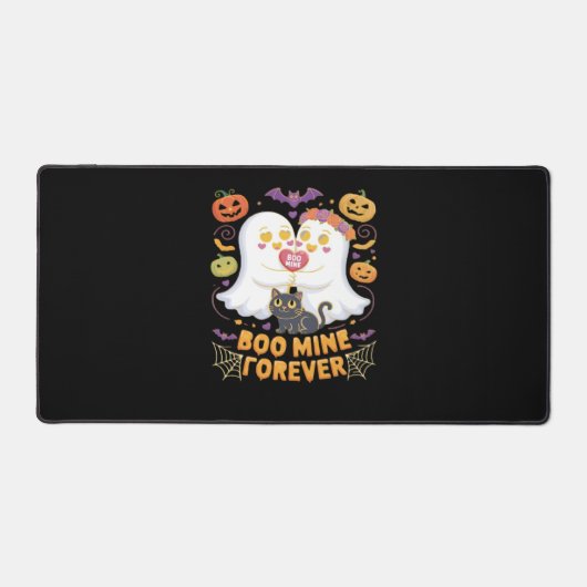 Boo Mine Forever Niedlich Ghosts Black Cat Liebe H Schreibtischunterlage (Vorderseite)