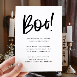 Boo Minimalistisch Halloween-Party Einladung