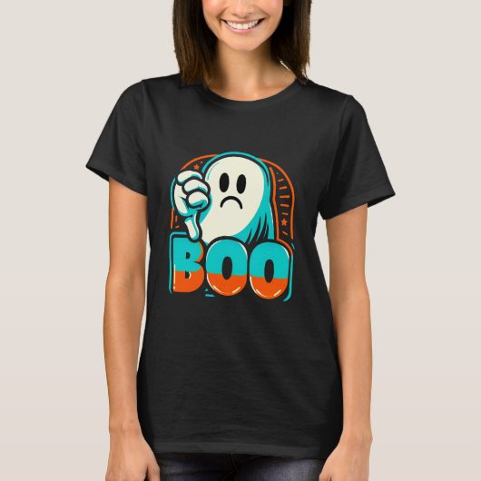 Boo missbilligt Grumpy Halloween Ghost-Design T-Shirt (Vorderseite)
