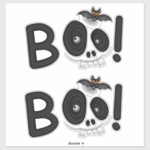 BOO mit einem Biss – Fledermaus & Totenkopf Hallow Aufkleber