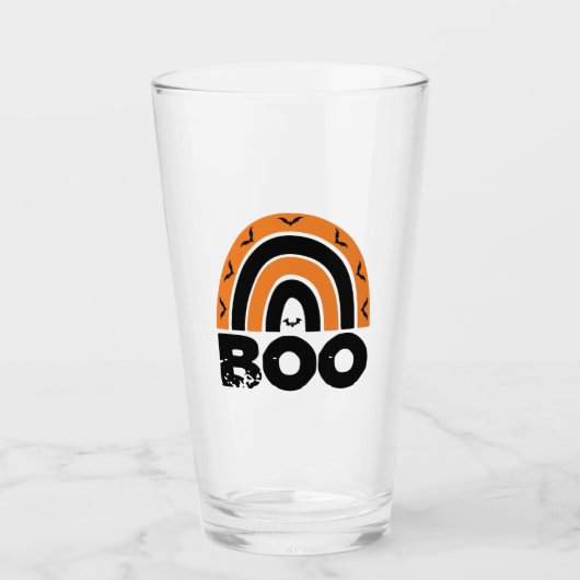 Boo mit fliegenden Fledermäusen und Regenbogen Glas (Vorderseite)