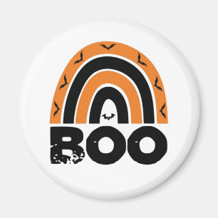 Boo mit fliegenden Fledermäusen und Regenbogen Magnet