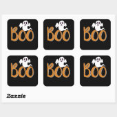 Boo mit Ghost Spooky Halloween Trick oder Treat Quadratischer Aufkleber (Blatt)