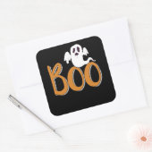 Boo mit Ghost Spooky Halloween Trick oder Treat Quadratischer Aufkleber (Umschlag)