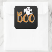Boo mit Ghost Spooky Halloween Trick oder Treat Quadratischer Aufkleber (Tasche)