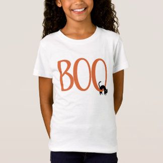 Boo mit schwarzem Halloween-Katze-Design T-Shirt