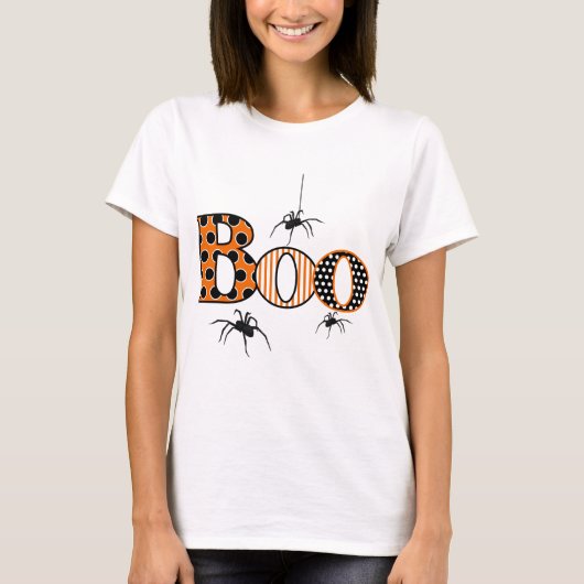 BOO mit Spiders Halloween T-Shirt (Vorderseite)