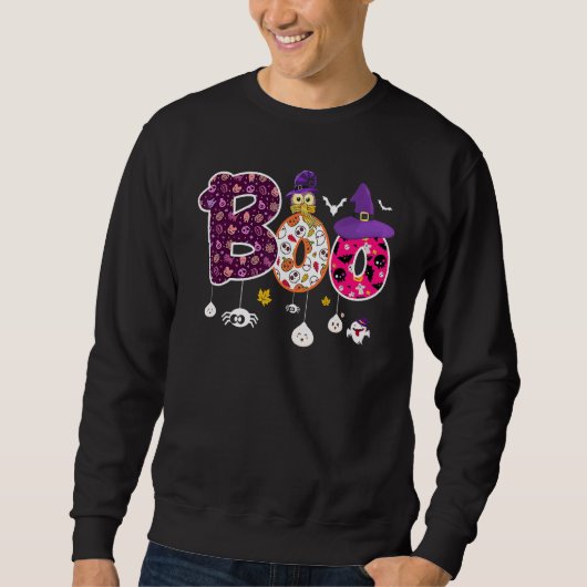Boo mit Spinnen und Hexenhut Halloween 1 Sweatshirt (Vorderseite)