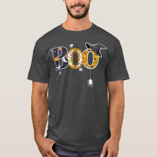 Boo mit Spinnen und Hexenhut Halloween Männer Frau T-Shirt