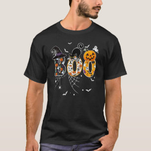 Boo mit Spinnen und Hexenhut Katzenkürbis H T-Shirt