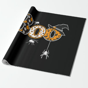 Boo mit Spinnen und Rotzhut Halloween Geschenkpapier