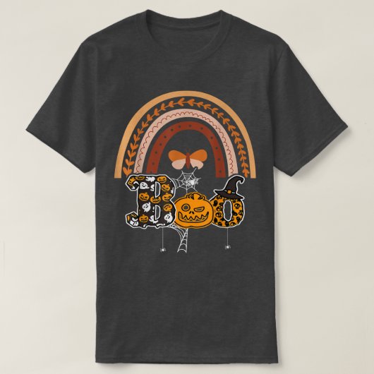 Boo mit Spinnen und Rotzhut Halloween Rainbow 1 T-Shirt (Design vorne)