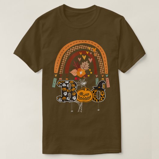 Boo mit Spinnen und Rotzhut Halloween Rainbow 2 T-Shirt (Design vorne)