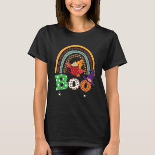 Boo mit Spinnen und Rotzhut Halloween-Regenbogen T-Shirt