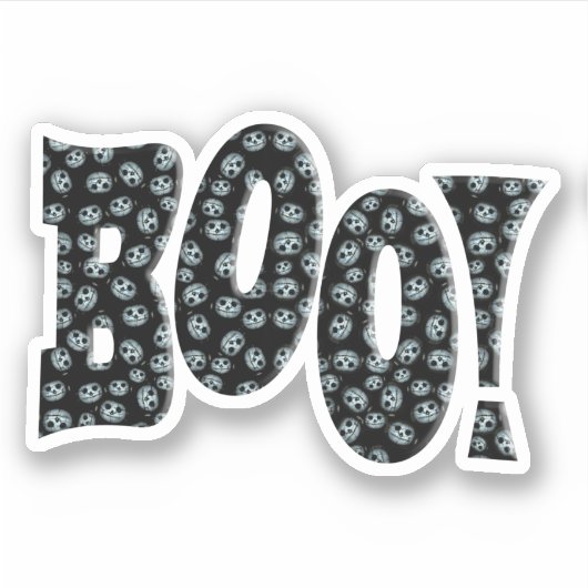 BOO! Mit weißem Halloween-Kürbis Aufkleber (Vorderseite)
